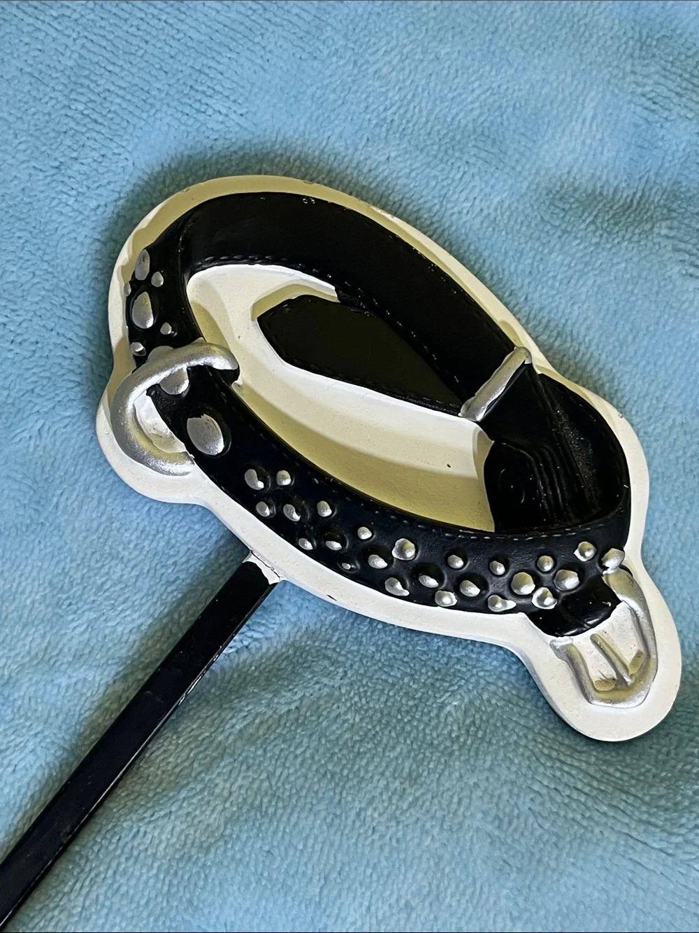 Green Satin Bow Tie AND Black & White Decorative Hook For Dog Leash